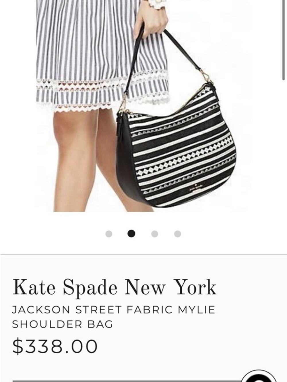 2x Givvy kate spade Black & White Striped Shoulder Bag - Picture 1 of 2